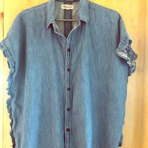 Madewell Ruffle Shortsleeved Button Up